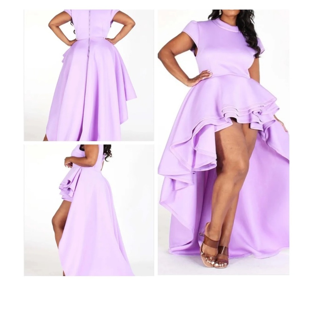 Lavender ruffle high low dress